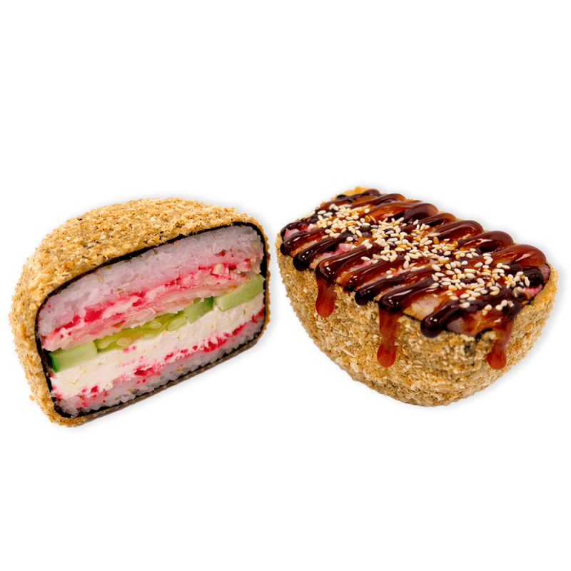 Суші-бургер з креветкою та сурімі