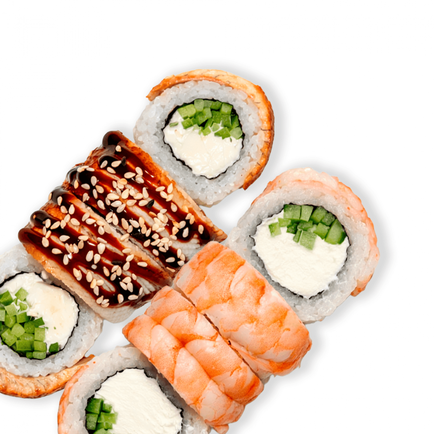 Рол "Philadelphia Mix" з вугром та креветкою