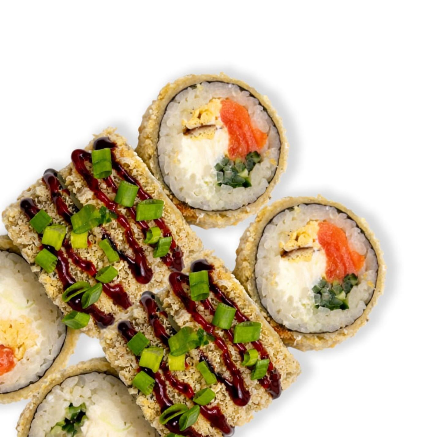 Смажений рол з лососем