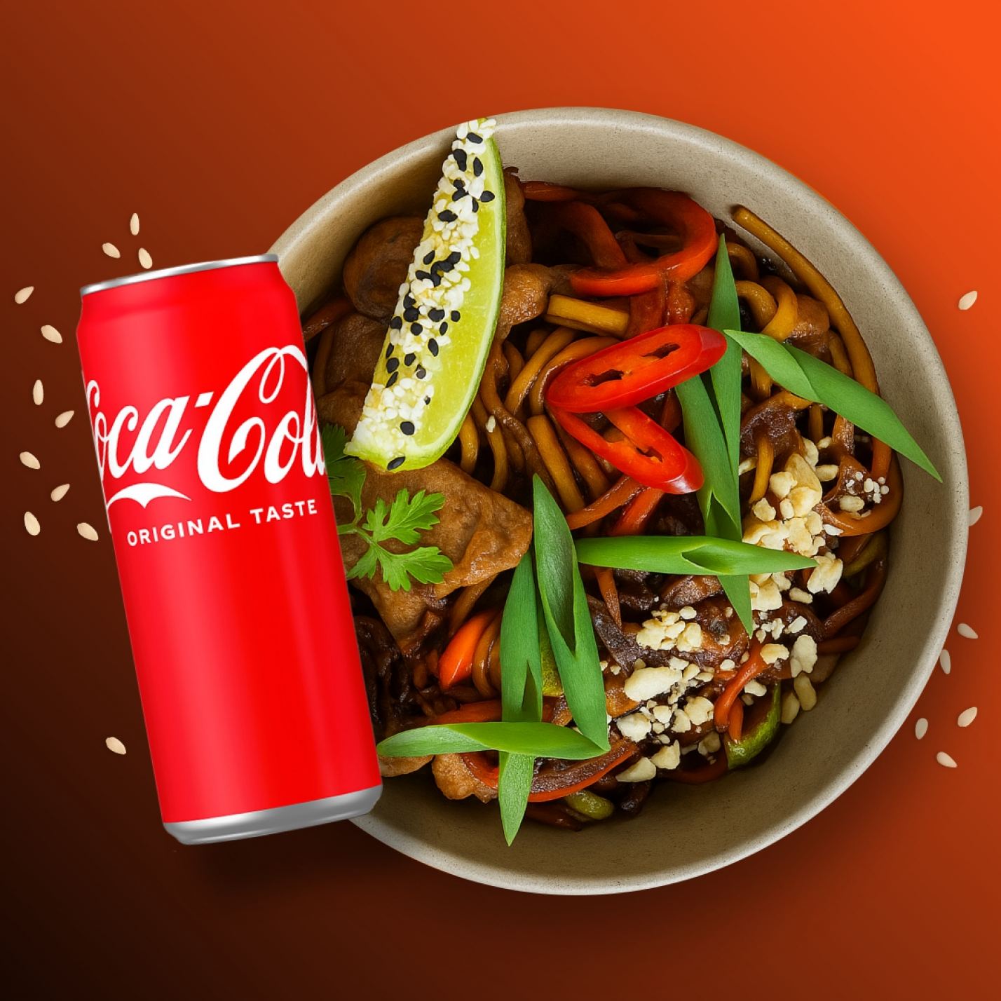 Акція Удон з курчам + Coca-Cola 0,33 у подарунок