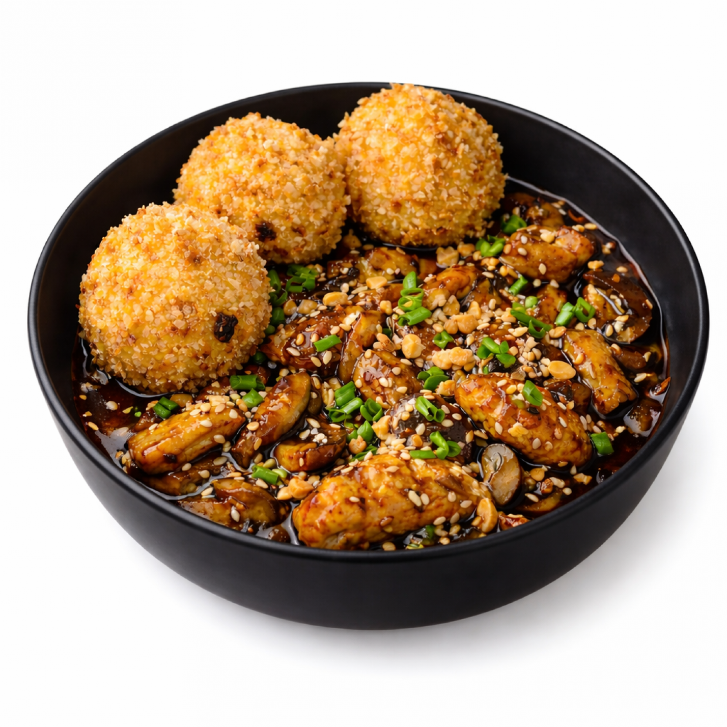 Курча-теріякі з рисовими хрумкими болами